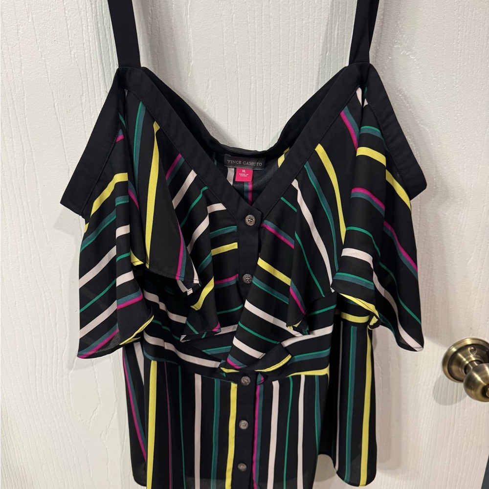 Striped Black Multicolor Women's Top
